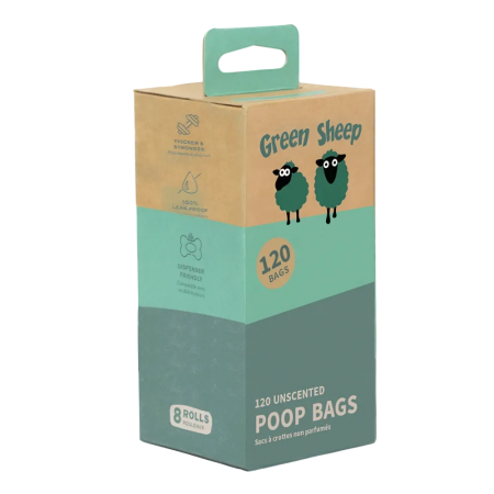 Green Sheep Dog Poop Bags Unscented (120 pcs)