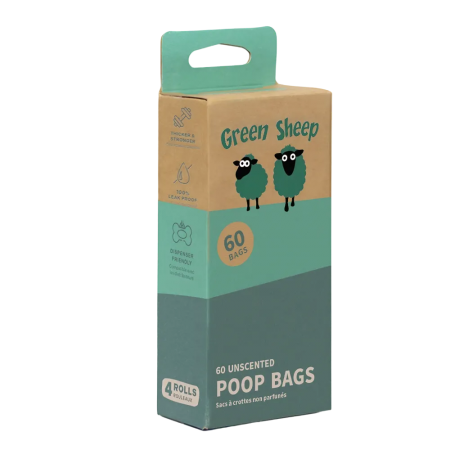 Green Sheep Dog Poop Bags Unscented (60 pcs)