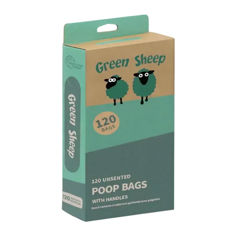 Green Sheep Dog Poop Bags with Handles (120 pcs)