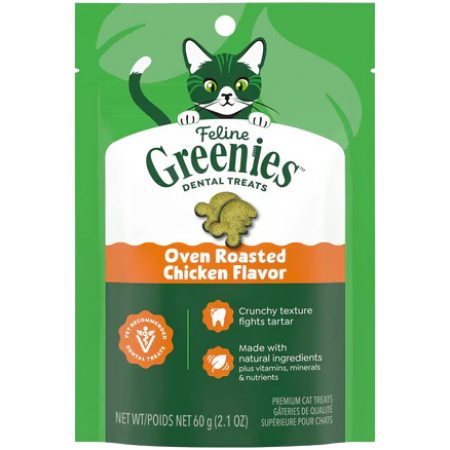 Feline Greenies Dental Treats Oven Roasted Chicken 60g