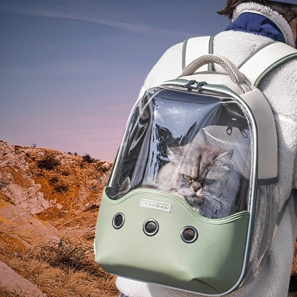 Rubeku Pet Carrier Breathable Travel Space Capsule Grey with Green