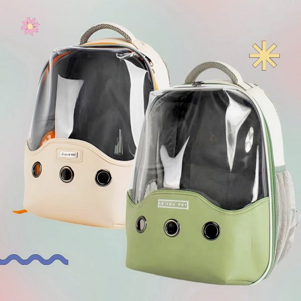 Rubeku Pet Carrier Breathable Travel Space Capsule Grey with Green
