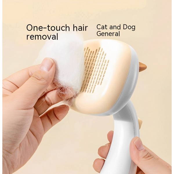 Rubeku Pet Grooming Brush Self Cleaning Massaging Comb Yellow & Orange
