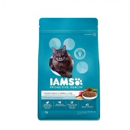 IAMS Cat Food Proactive Health Indoor Weight & Hairball Care 3kg
