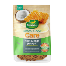 Happi Doggy Dental Chew Care Skin & Coat Support Honey & Coconut Oil Dogs Treats (4 Inch) 150g