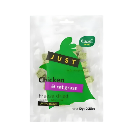 Happi Skippi Pet Treat Just Freeze Dried Chic & Cat Grass 10g x5