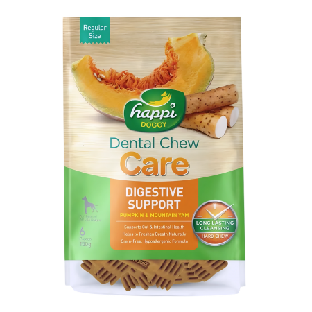 Happi Doggy Dental Chew Care Digestive Support Pumpkin & Mountain Yam Dogs Treats (4 Inch) 150gx2