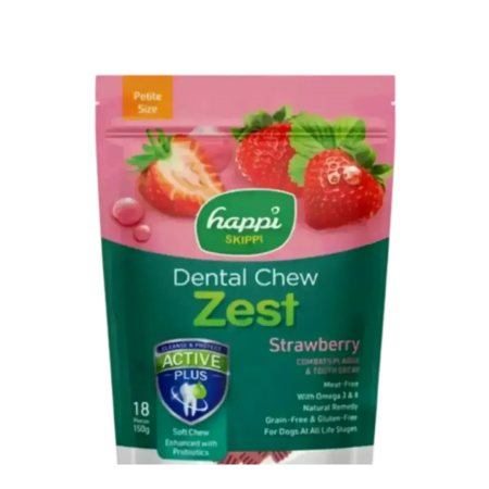Happi Skippi Dog Dental Chew Zest Strawberry 2.5" 150g
