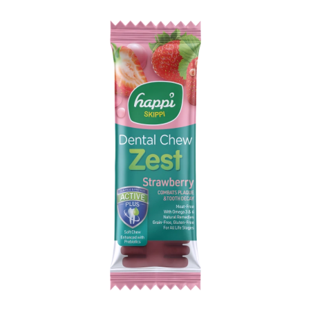 Happi Skippi Dog Dental Chew Zest Strawberry 4" 25g x10