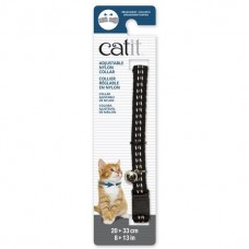 Catit Adjustable Nylon Collar with Rivets Reflective Black For Cats