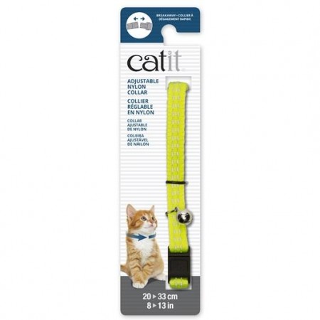 Catit Adjustable Nylon Collar with Rivets Reflective Yellow For Cats