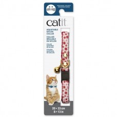Catit Adjustable Nylon Collar with Rivets Red & White with Flowers For Cats
