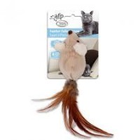 AFP Cat Toy Classic Comfort Feather Tailed Mouse Brown
