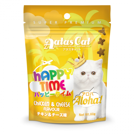 Aatas Cat Happy Time Aloha Chicken & Cheese Cat Treats 60g (4 Packs)