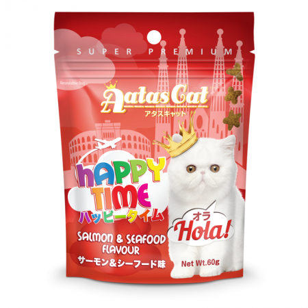Aatas Cat Happy Time Hola Salmon & Seafood Cat Treats 60g (4 Packs)