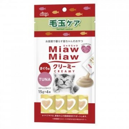 Aixia Miaw Miaw Creamy Tuna  (Hairball Control) 15g x 4s ( 3 Packs)