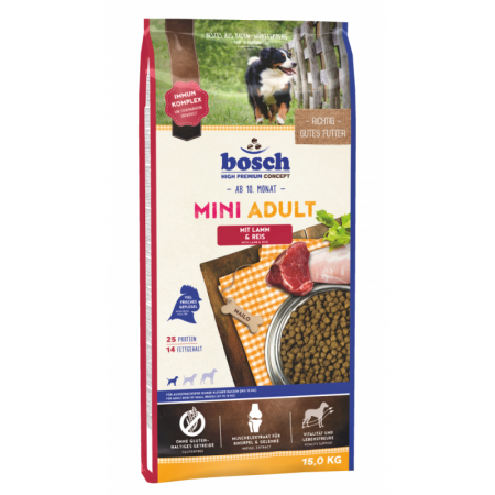 Bosch High Premium Mini Adult Lamb & Rice Dog Dry Food 15kg