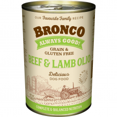 Bronco Dog Wet Food Canned Beef & Lamb Olio 390g (12 Cans)