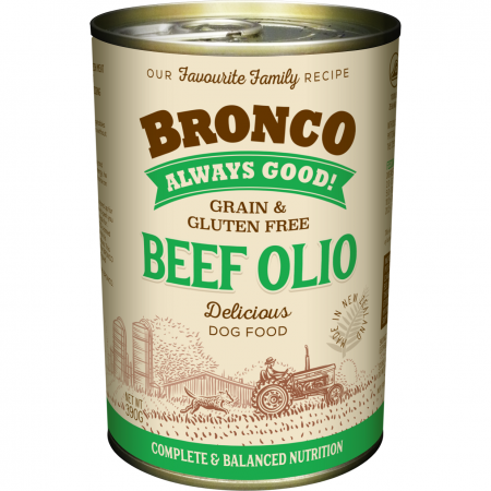 Bronco Dog Wet Food Canned Beef Olio 390g (12 Cans)
