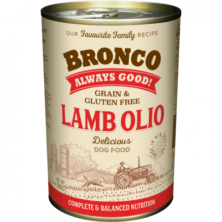 Bronco Dog Wet Food Canned Lamb Olio 390g