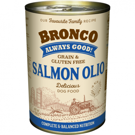 Bronco Dog Wet Food Canned Salmon Olio 390g