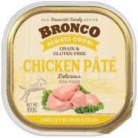 Bronco Dog Wet Food Grain Free Chicken Pate Tray 100g