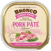 Bronco Dog Wet Food Grain Free Pork Pate Tray 100g (6 Packs)