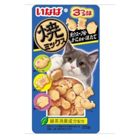 Ciao Soft Bits Tuna & Chicken Fillet with Dried Bonito Seafood and Crab Flavor 25g  (3 Packs)