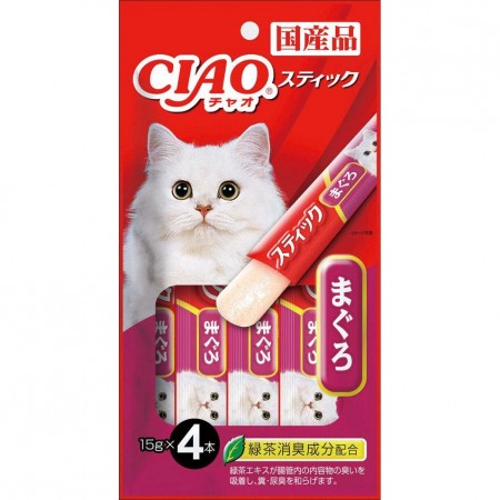 Ciao Stick Tuna Maguro in Jelly with Added Vitamin and Green Tea Extract 14g x 4pcs (3 Packs)