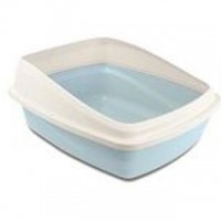 Cat Love Rimmed Litter Pan Grey/Blue Medium
