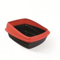 Cat Love Rimmed Litter Pan Red/Charcoal Large