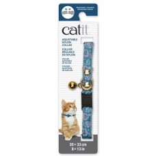 Catit Adjustable Nylon Collar with Rivets Blue with Pink Hearts For Cats