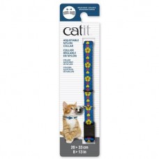 Catit Adjustable Nylon Collar with Rivets Blue with Yellow Flowers For Cats