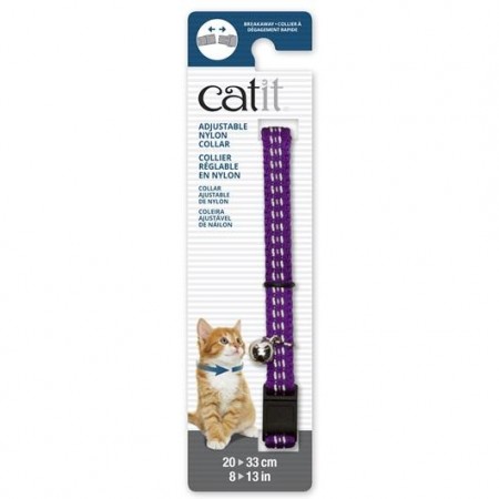Catit Adjustable Nylon Collar with Rivets Reflective Purple For Cats
