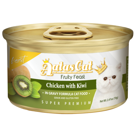 Aatas Cat Finest Fruity Feast Chicken with Kiwi in Gravy Cat Canned Food 70g Carton (24 Cans)