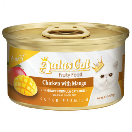 Aatas Cat Finest Fruity Feast Chicken with Mango in Gravy Cat Canned Food 70g Carton (24 Cans)