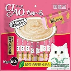 Ciao Chu ru Tuna Japanese Broth Flavour with Added Vitamin and Green Tea Extract 14g x 20pcs (2 packs)