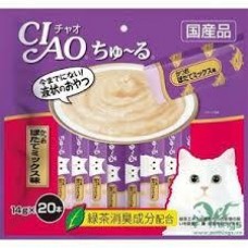 Ciao Chu ru Tuna and Scallop with Added Vitamin and Green Tea Extract 14g x 20pcs (2 packs)