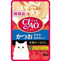 Ciao Creamy Soup Pouch Tuna (Katsuo) & Chicken Fillet Topping Dried Bonito 40g Carton (16 Pouches)