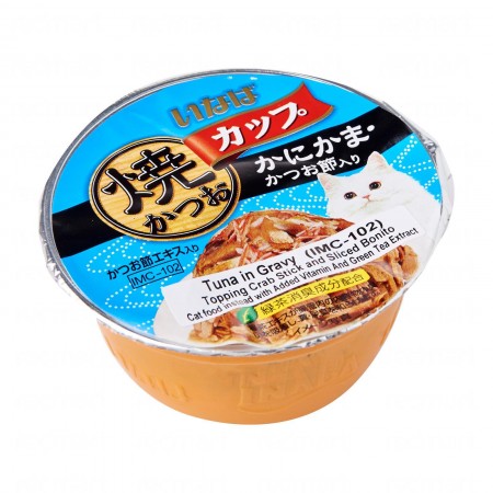 Ciao Cup Tuna In Gravy Topping Crabstick & Sliced Bonito 80g Carton (24 cups)