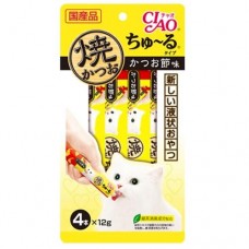 Ciao Grilled Tuna Chu ru Dried Bonito with Added Vitamin and Green Tea Extract 14g x 4pcs (3 Packs)