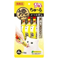 Ciao Grilled Tuna Chu ru Dried Bonito with Added Vitamin and Green Tea Extract 14g x 4pcs (4 Packs)