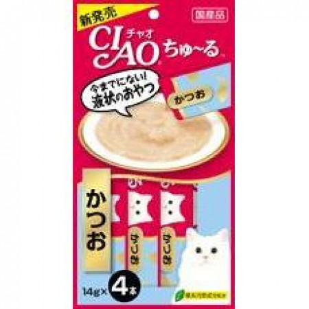Ciao Chu ru Tuna Katsuo with Added Vitamin and Green Tea Extract 14g x 4pcs (3 Packs)