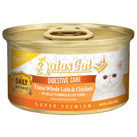 Aatas Cat Finest Daily Defence Digestive Care Tuna Whole Loin & Chicken in Jelly Canned Food 80g