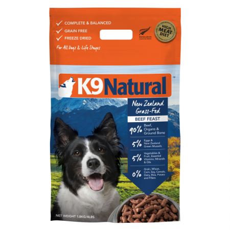 K9 Natural New Zealand Grass-Fed Beef Feast Freeze Dog Dried Food 1.8kg