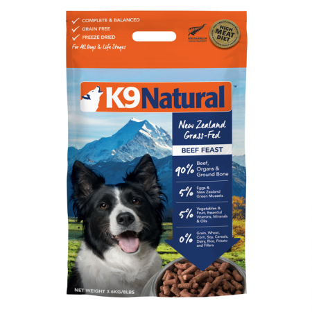 K9 Natural New Zealand Grass-Fed Beef Feast Freeze Dried Dog Food 3.6kg