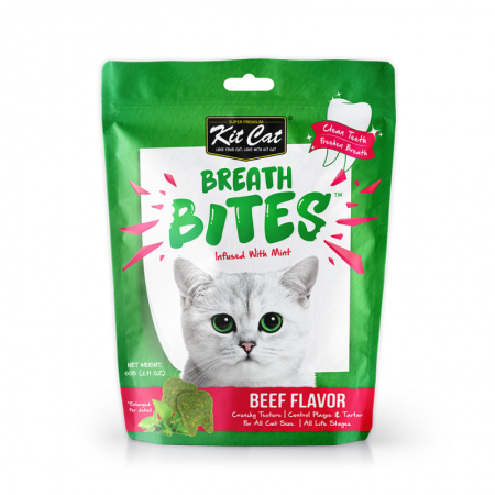 Kit Cat Breath Bites Infused with Mint Beef Flavor Cat Treats 60g (3 Packs)