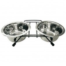 Marukan Pet Bowl Stainless Steel Double Feeder M
