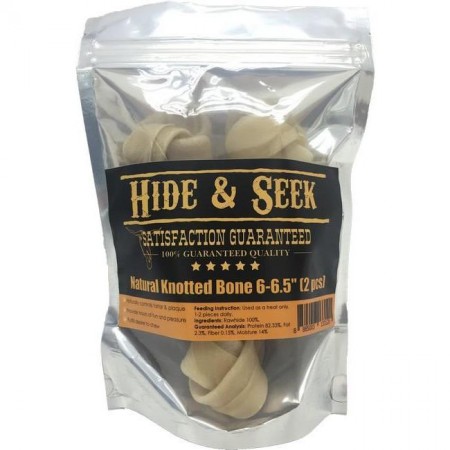 Hide & Seek Natural Knotted Bone (6-6.5) Dog Treat 2s