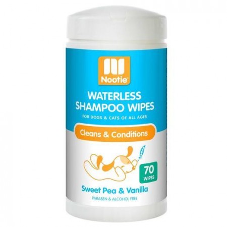Nootie Waterless Shampoo Wipes Sweet Pea & Vanilla For Dogs & Cats 70s